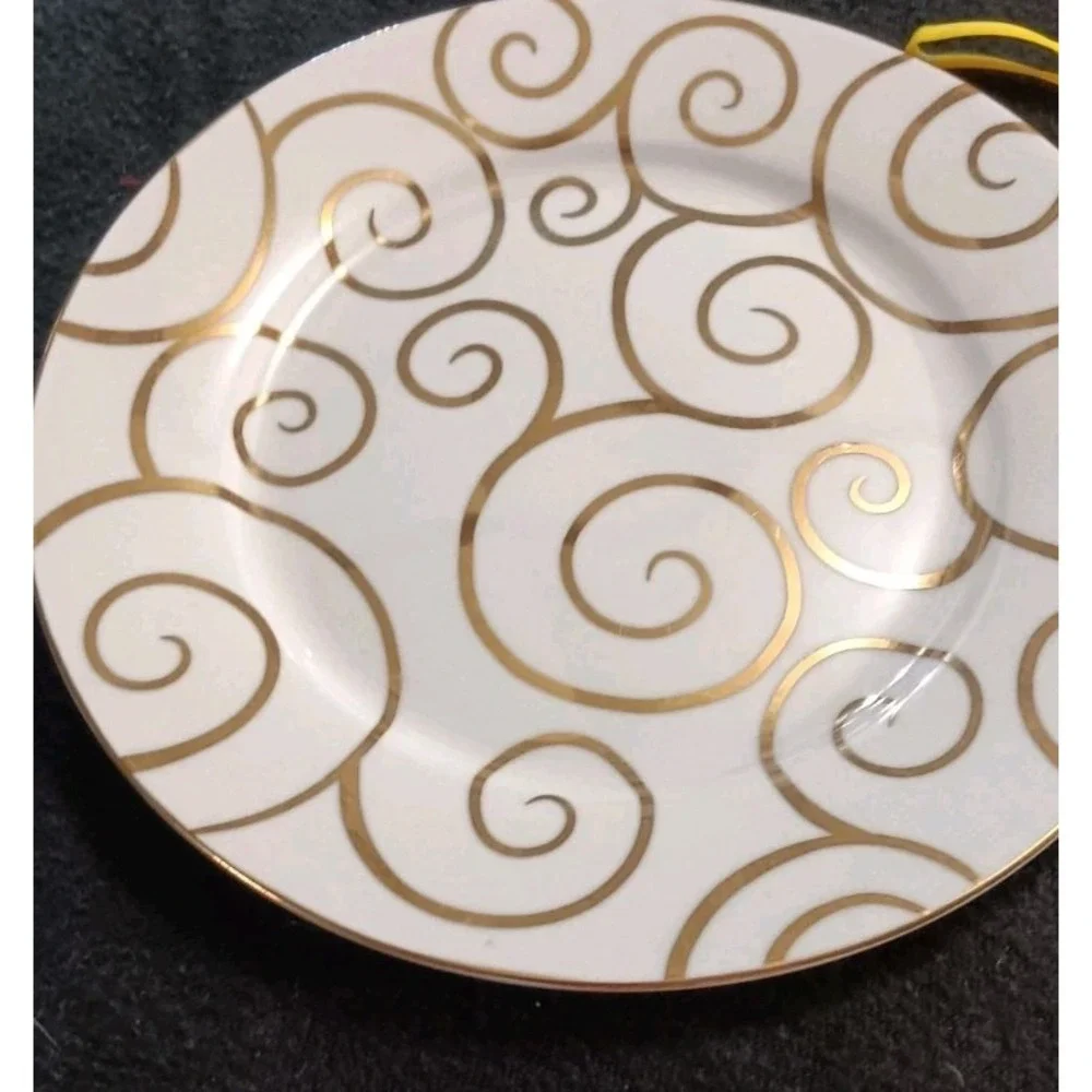 Set 5 Pier 1 Imports Gold Swirl Porcelain 7.5